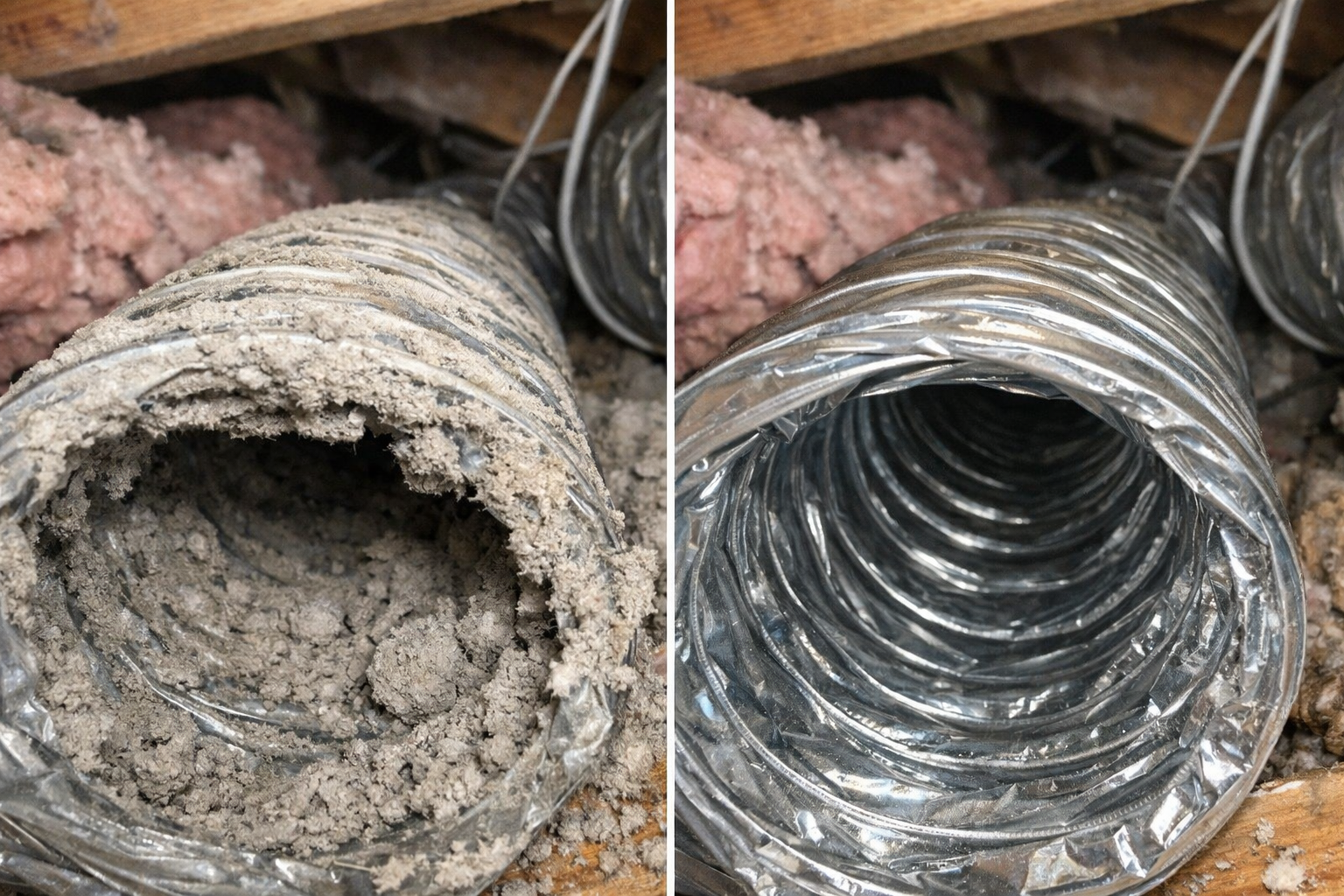 Professional air duct cleaning inside residential HVAC system