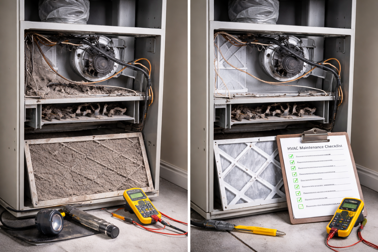 HVAC system inspection with professional equipment